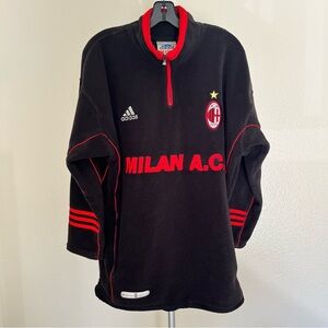 Vintage 1990s Adidas A.C. Milan Quarter Zip Fleece Jacket Size XL